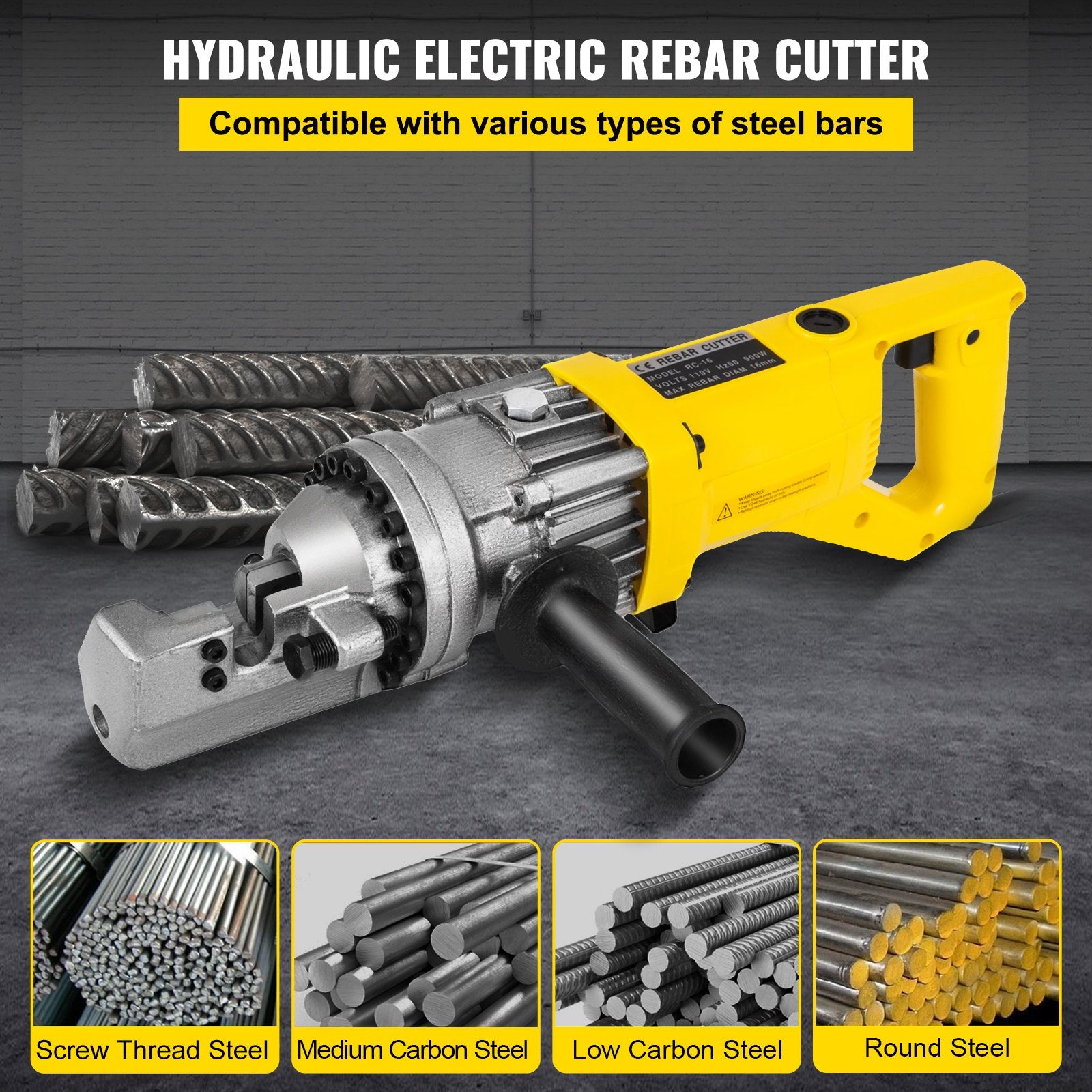 Electric Rebar Cutter, 900W Portable Electric Hydraulic Rebar Cutter, Cutting Up To 5/8 Inch #5 4-16mm Rebar Within 3 Seconds,110V,with Easy To Carry Stainless Box