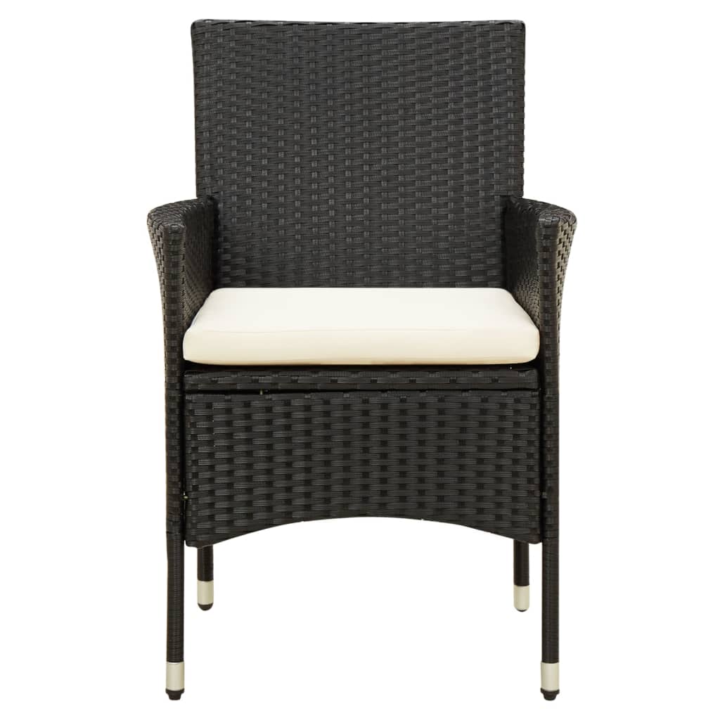 NNEVL 5 Piece Outdoor Dining Set with Cushions Poly Rattan Black