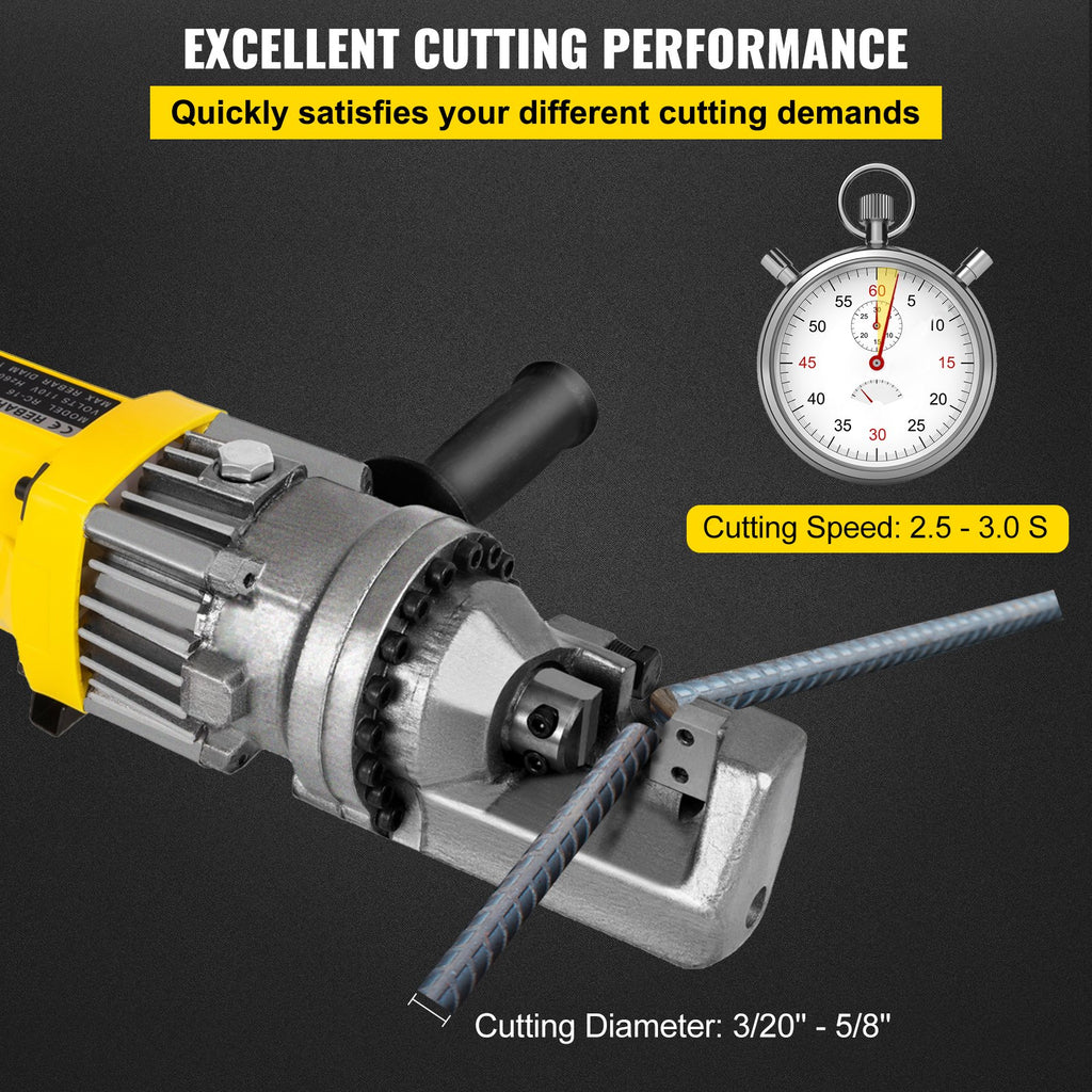 Electric Rebar Cutter, 900W Portable Electric Hydraulic Rebar Cutter, Cutting Up To 5/8 Inch #5 4-16mm Rebar Within 3 Seconds,110V,with Easy To Carry Stainless Box